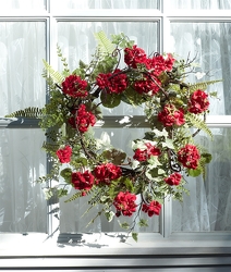 Red Geranium Wreath from Twigs Flowers and Gifs in Yerington, NV