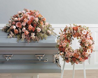 Peach Matching Funeral Setting from Twigs Flowers and Gifs in Yerington, NV