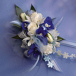Blue and White  Corsage from Twigs Flowers and Gifs in Yerington, NV
