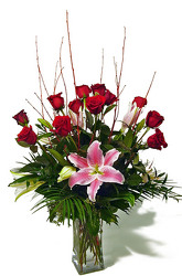 Red Roses and Oriental Lilies from Twigs Flowers and Gifs in Yerington, NV